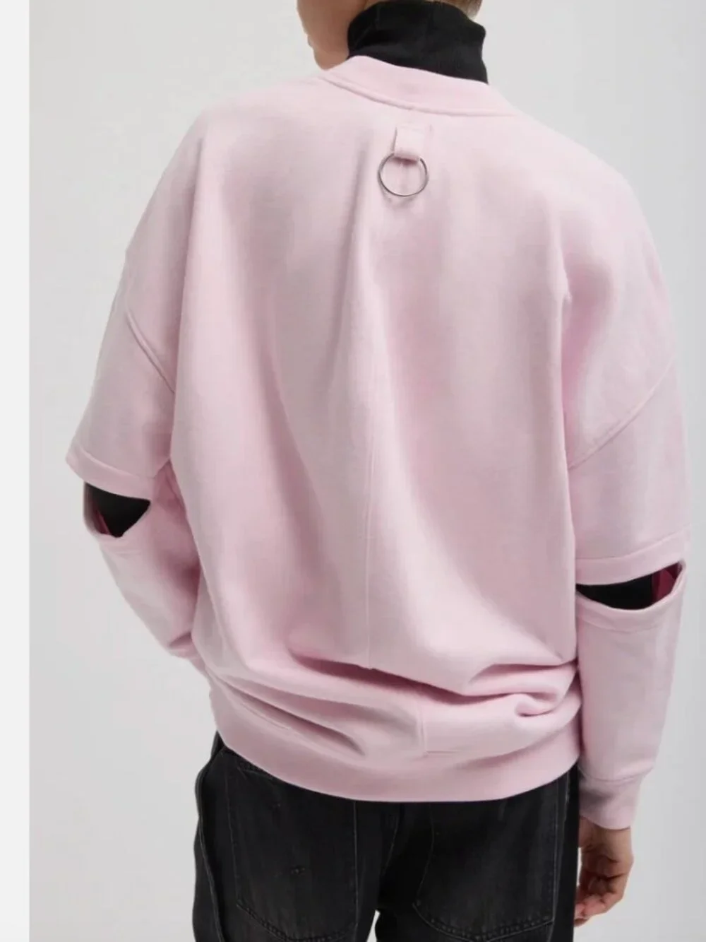 Tibi Cocoon Crewneck Light Pink Cotton Sweatshirt Size m medium crew - Picture 2 of 7